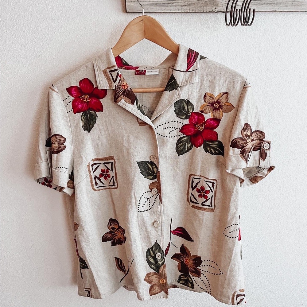 vintage cropped floral shirt